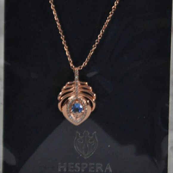 Hespera Beautiful Rose Gold Necklace with Blue Stone New - Picture 2 of 6